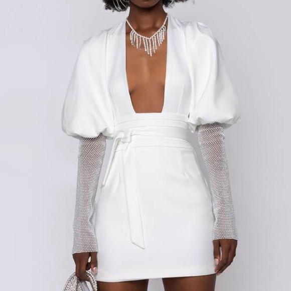 AKIRA Dresses & Skirts - Crystal puff sleeve dress